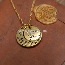 Fashion New Charms Jewelry I Love You To The Moon And Back Necklace Letter Engraved Pendant