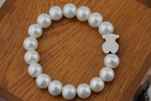 Simple imitation pearl bracelet Lovely Steel Bear Charm Bracelet To the best of women and children