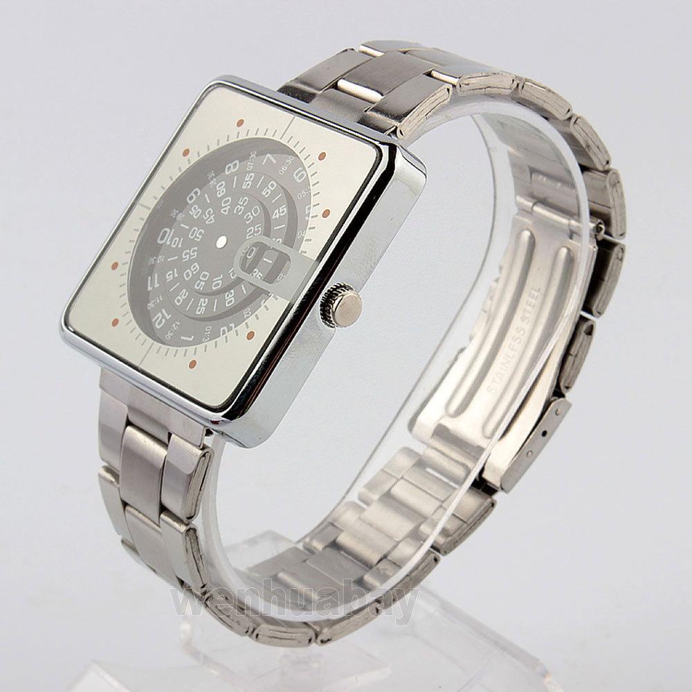 NEW Fashion PAIDU Square Turntable Dial Stainless Steel Band men Wirst Watch Q0883