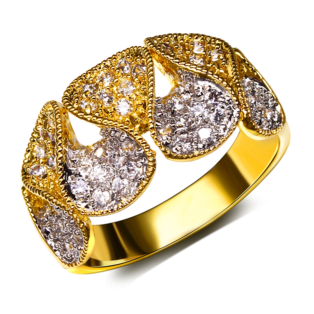 Fine jewelry luxury Rings real gold plated with cubic zircon finger Ring high quality party rings