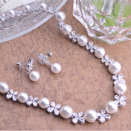 Luxurious Fine Wedding Jewelry Sets Very Beautiful Bridal Pearl Necklace Set Relogio Feminino CZ Diamond Large