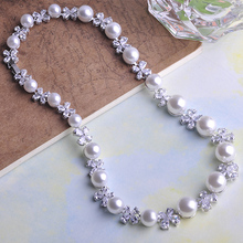 Luxurious Fine Wedding Jewelry Sets Very Beautiful Bridal Pearl Necklace Set Relogio Feminino CZ Diamond Large