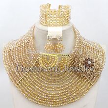 Latest African Wedding Sets Jewelry Dudbai Gold Beads Set Layered Necklace Set Free Shipping GS113