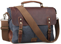 Real Leather Canvas Bags Simple Retro Style Cross Body Messenger Bag