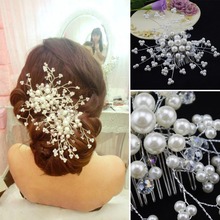 Free Shipping Elegant Wedding Pearl Crystal Bridesmaid Bridal Party Hair Comb Hairpin K5BO