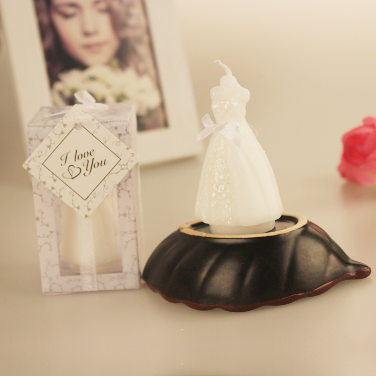 Wedding dress candle favours