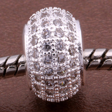 Z088 925 sterling silver DIY thread CZ Crystal Beads Charms fit Europe pandora Bracelets necklaces htyaqlfa