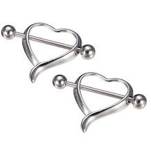 1 Pair 100% New Surgical Steel Love Heart Nipple Shield Bar Ring Body Piercing Jewelry 2015 Hot ~NA466