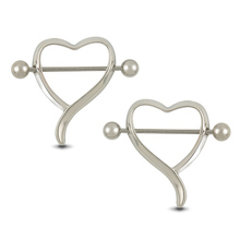 1 Pair 100 New Surgical Steel Love Heart Nipple Shield Bar Ring Body Piercing Jewelry 2015