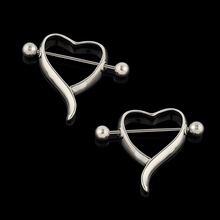 1 Pair 100 New Surgical Steel Love Heart Nipple Shield Bar Ring Body Piercing Jewelry 2015