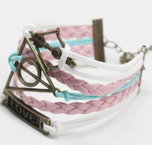 Vintage Braided Cupid Aorror Charms Leather Bracelet Multilayer Rope Bracelets Wrap Bracelets Wholesale Bangle TGBT20150162