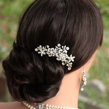 Bridal Wedding Flower Crystal Rhinestone Hair Clip Comb Pin Diamante Silver No Shipping Fee K5BO