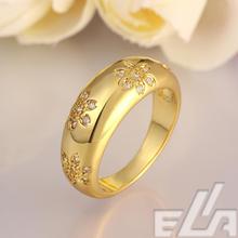 2015 Wedding bands 18K real yellow gold Plated flower rings US Size 7 8