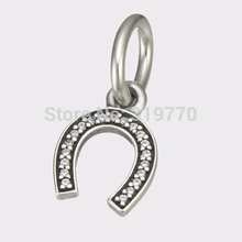 925 Sterling Silver Beads Fit Pandora Charms Bracelets Horseshoe Silver Dangle With Cubic Zirconia