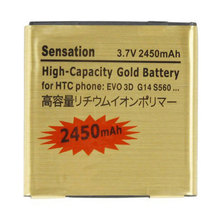 Hot Sale 2450mAh High Capacity Gold Battery for HTC EVO 3D sensation xl G14 X515m G17