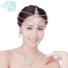 Free shipping rhinestone frontal three dresses decorated headdress marriage necklace wedding jewelry can buy 1 set