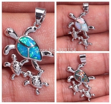 Tortoise Wholesale Retail For Women Jewelry Orange White Blue Opal Silver Plated Pendant 1 1 4