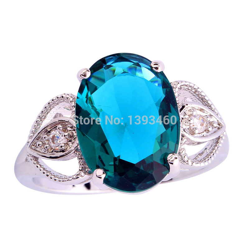 2015 New Fashion Attractable Green Sapphire 925 Silver Ring Size 6 7 8 9 10 Cupid