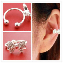 1Pcs Brincos New Fashion Punk Ear Cuff Rhinestone Butterfly Silver Clip Earrings For Women Pendientes Jewelry