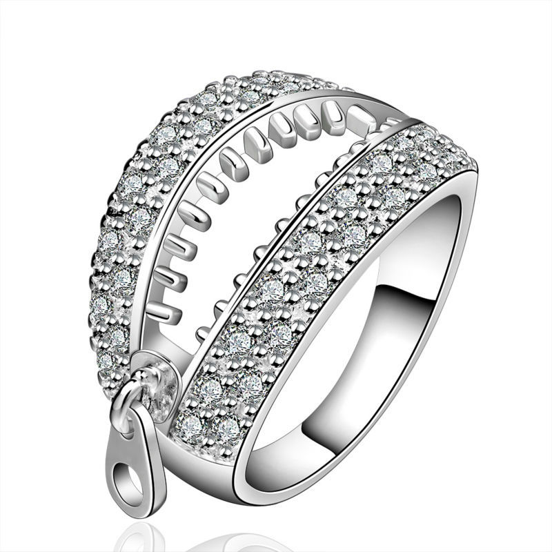 Free Shipping Fashion Women Wedding Jewelry 925 Silver Genuine Austrian Zircon White Crystal Gem Finger Rings