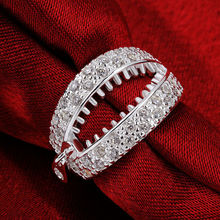 Free Shipping Fashion Women Wedding Jewelry 925 Silver Genuine Austrian Zircon White Crystal Gem Finger Rings
