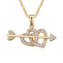 Hot style Korean new Ms Model crystal jewelry necklace gift  gold heart CZ Pendant Cupid 110776&Tide Necklace
