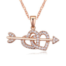 Hot style Korean new Ms Model crystal jewelry necklace gift gold heart CZ Pendant Cupid 110776