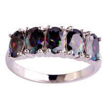 Women Delicate Jewelry Mysterious Rainbow Sapphire 925 Silver Fashion Ring Size 6 7 8 9 10 New Fashion 2015 Free Shipping