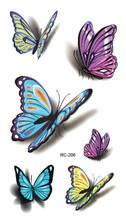 RC2206 Sexy Waist Shoulder Water Transfer Tattoo Decal Waterproof Temporary Tattoo Sticker Colorful Butterfly Fake Tattoo