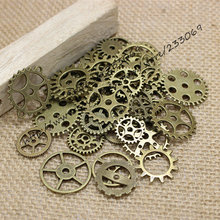 Wholesale Mix 100 pcs Vintage steampunk Charms Gear Pendant Antique bronze Fit Bracelets Necklace DIY Metal