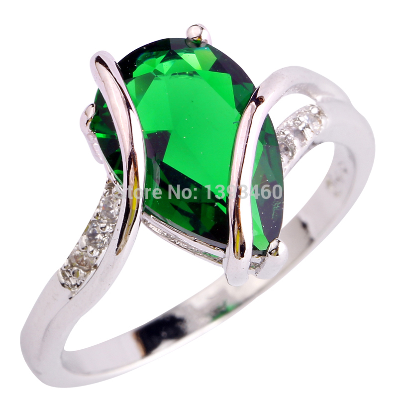 Fashion Jewelry Absorbing Green Emerald Quartz 925 Silver Ring Size 6 7 8 9 10 Women