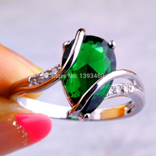 Fashion Jewelry Absorbing Green Emerald Quartz 925 Silver Ring Size 6 7 8 9 10 Women