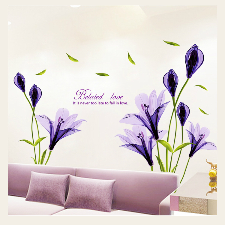 Купить Декорирование дома стикер фиолетовый цветок стены наклейки декор ...