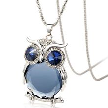 2015 High Quality Vintage Necklaces Zinc Alloy Crystal Jewelry Owl Necklace Pendant Women Long Chain Necklace Free Shipping