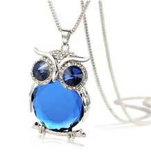 2015 High Quality Vintage Necklaces Zinc Alloy Crystal Jewelry Owl Necklace Pendant Women Long Chain Necklace