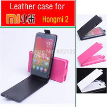 Free Shipping Leather Case for Xiaomi Hongmi 2 Red Rice 2 Redmi 2 PU Flip Case Protective Phone Bag Cover