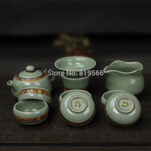 Ge Ware Ceramic Kungfu Teapot Tea Set 1 Ceramic Tea Pot 6 Porcelain Tea Cups Porcelain Service For Tea Ceremony New 2015 Design