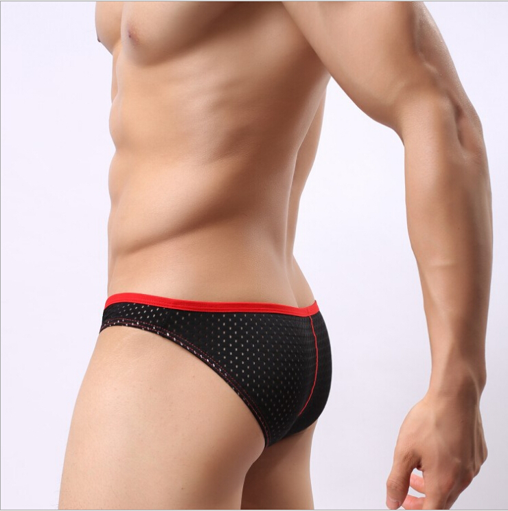 2015 New Men s underwear male mesh Net briefs Super low waist home casual breathable Sexy