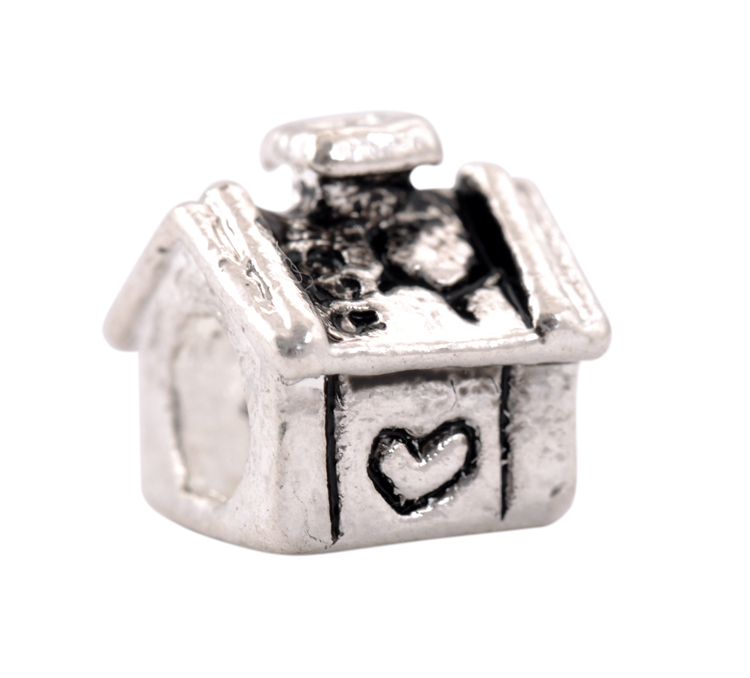 Fit Pandora 1Pc European Bead Charm Silver Heart Love House Bead Fit DIY Charm bracelets bangles