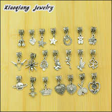Free shipping! 25pcs Mix Charm Tibetan silver big hole pendant fit Pandora charm bracelet DIY pendant. XQ0022