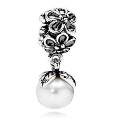 Fit Pandora 1Pc Silver Bead Charm European Silver With Venetian Pearl Charm Pendant Bead Fit BIAGI