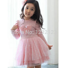 Pinks Kid Baby Girls Party Dresses Long Sleeve 3D Heart Tulle Tutu Dress 2-7Y UK