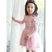 Pinks Kid Baby Girls Party Dresses Long Sleeve 3D Heart Tulle Tutu Dress 2 7Y UK