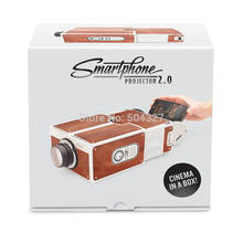 Free Shipping 1Pieces Cardboard Smartphone Projector 2 0 DIY Novelty Projector Portable Cinema