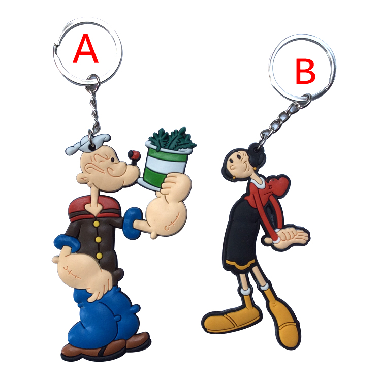 pcs-lot-wholesale-cartoon-Keychains-Popeye-Olive-two-sided-Key-ring-pendant-gift