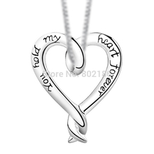 Valentine’s day Gift You Hold My Heart Forever Engraved Charms Open Heart Silver Plated Pendant Love Necklace Vintage Jewelry