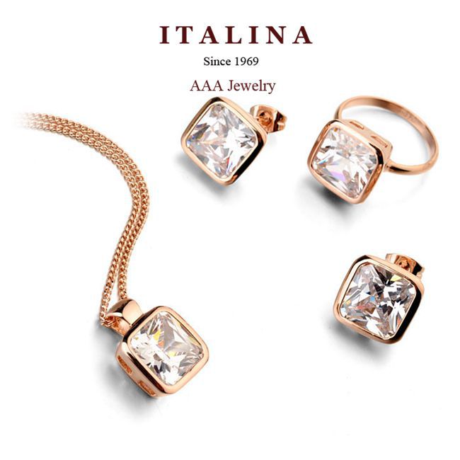 Top Quality Fashion ITALINA Jewelry Sets 18K Gold Plated Simple AAA+ ...