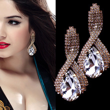 American and European luxury crystal drop earrings accessories for party prom noiva bijoux bijuterias
