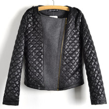 Free Shipping Hot Sale 2015 Winter Womens Casual Cool Long Sleeve Coat Quilted Asymmetric Zip Jacket