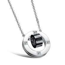 OPK Romantic Lovers LOVE Pendant Necklaces Fashion 316L Stainless Steel AAA CZ Diamond Women Men Jewelry